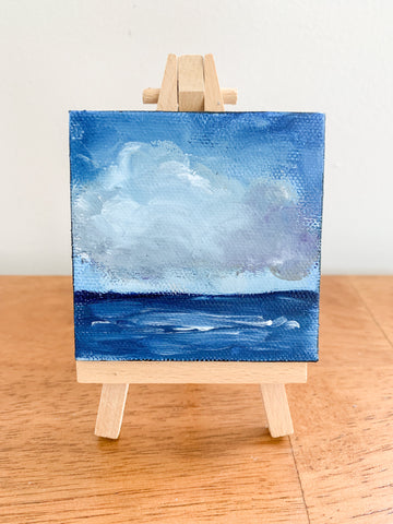 Stormy Ocean Small Seascape Acrylic Painting - 3x3 Tiny Art - april bern photography