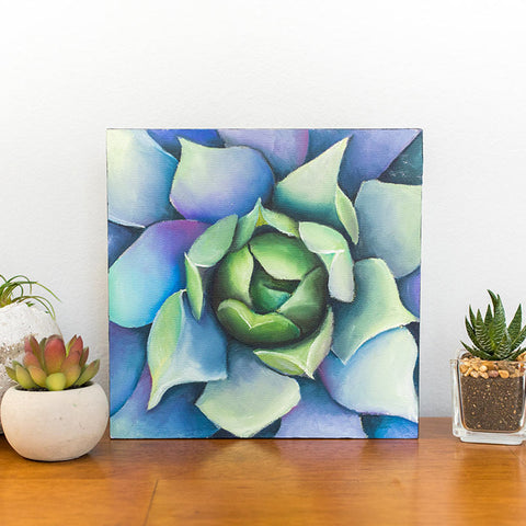 Technicolor Agave Painting - 8x8 inch Original Oil Painting - april bern art & photography