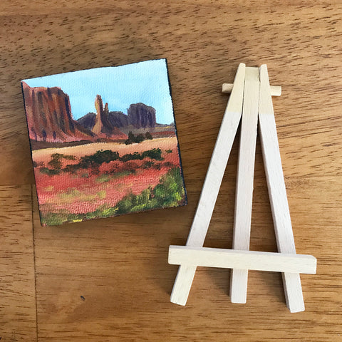 Arizona Landscape Original Acrylic Painting - 3x3 Tiny Art - april bern art & photography