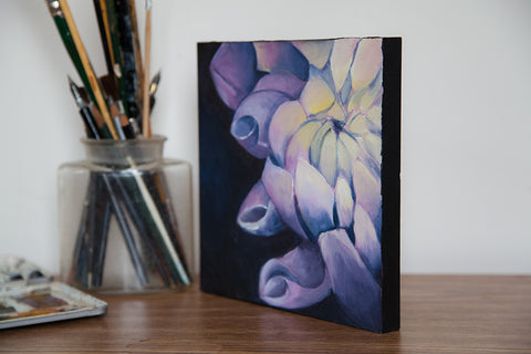 Dahlia Oil Painting - Flower Painting 8"x8" - april bern art & photography