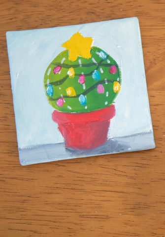 Hand Painted Magnet - Festive Christmas Cactus - april bern photography