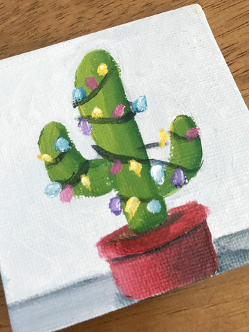 Hand Painted Magnet - Festive Cactus Refrigerator Magnet - april bern photography