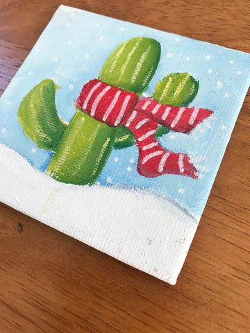Hand Painted Magnet - Festive Winter Holiday Cactus - april bern photography