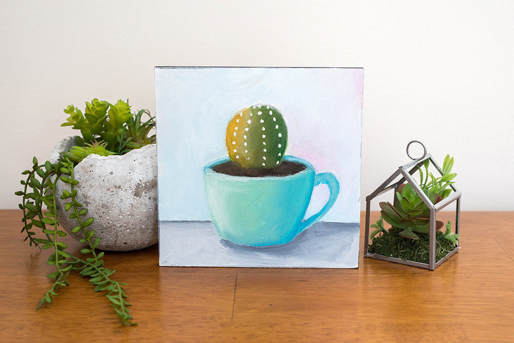 Succulent Painting - Vintage Teal Coffee Mug - april bern art & photography