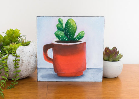 Succulent Painting - Retro Coffee Mug - april bern art & photography