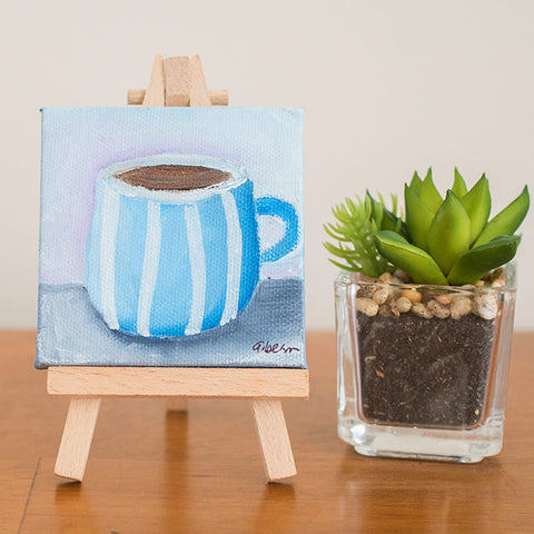 Mini Coffee Cup - 3"x3" Original Oil Painting