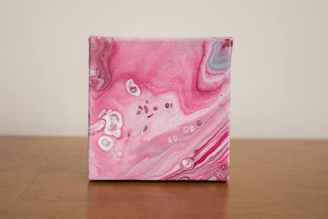 Small Pink Agate Painting - 4x4 Abstract Art - april bern art & photography