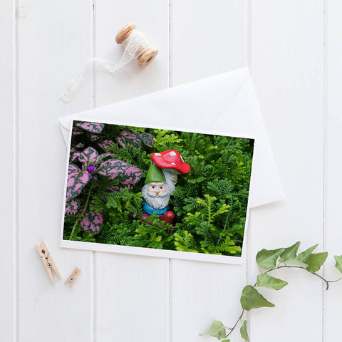 Garden Gnome Blank Greeting Card - april bern art & photography