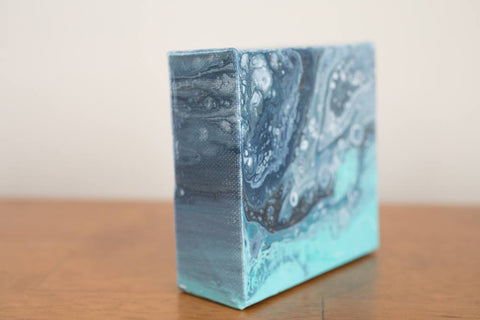 Tiny Ocean - 4x4 Abstract Acrylic Painting - april bern art & photography