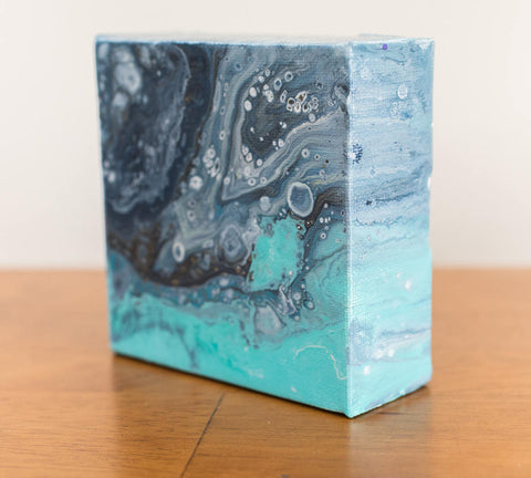 Tiny Ocean - 4x4 Abstract Acrylic Painting - april bern art & photography