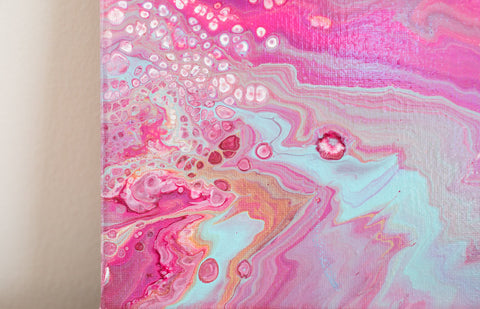 Pink Abstract Painting - 8x10 Pink Waves Abstract Art - april bern art & photography