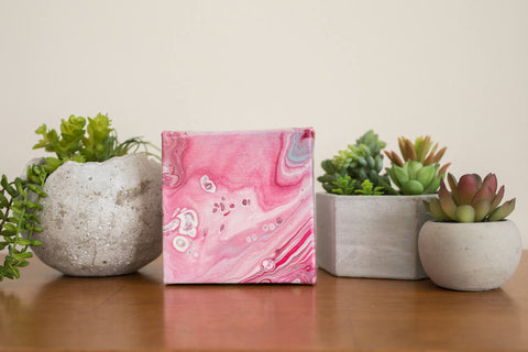 Small Pink Agate Painting - 4x4 Abstract Art - april bern art & photography