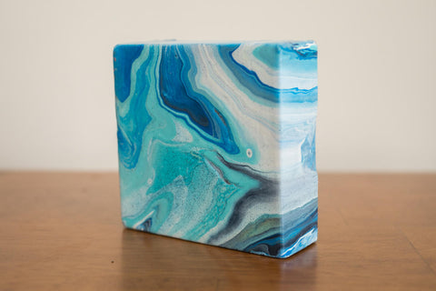 Mini Blue Agate Painting - 4x4 Abstract Art - april bern art & photography