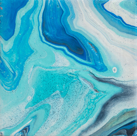 Mini Blue Agate Painting - 4x4 Abstract Art - april bern art & photography
