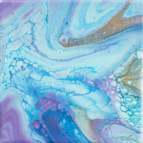 Purple and Blue Abstract Painting - 4x4 Abstract Art - april bern art & photography