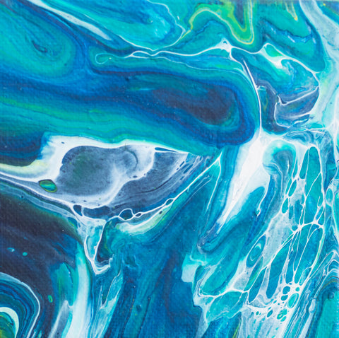 Blue Tide Acrylic Painting - 4x4 Abstract Art - april bern art & photography