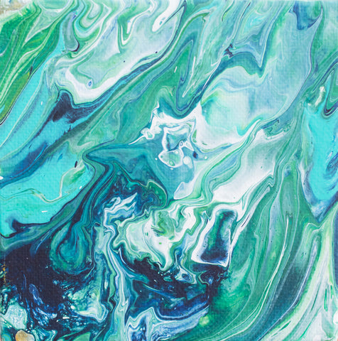 Mini Green Abstract Painting - 4x4 Abstract Art - april bern art & photography