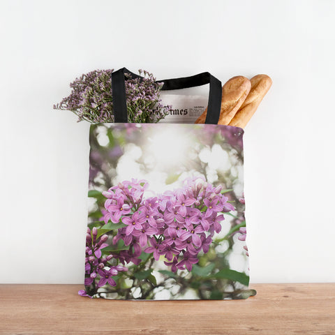 Lilac Floral Canvas Tote Bag