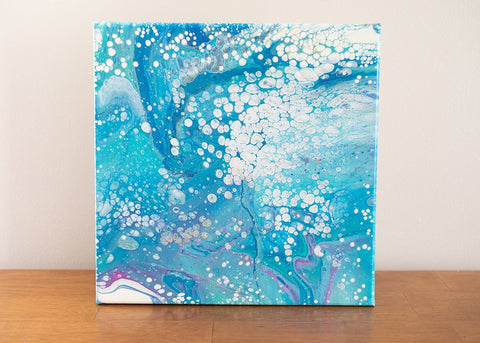 Blue Ocean Abstract Art - 12x12 Acrylic Painting - april bern art & photography