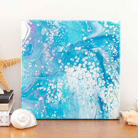 Blue Ocean Abstract Art - 12x12 Acrylic Painting - april bern art & photography