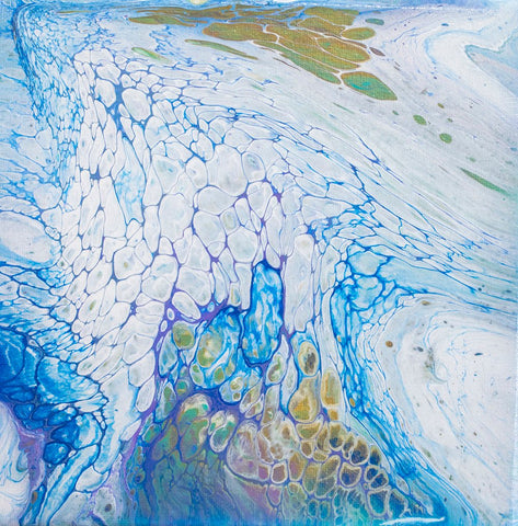 Atlantic Ocean Abstract Art - 8x8 Acrylic Painting - april bern art & photography