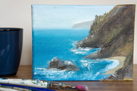 Monterey Coast Original Oil painting on Canvas 5"x7" - april bern art & photography
