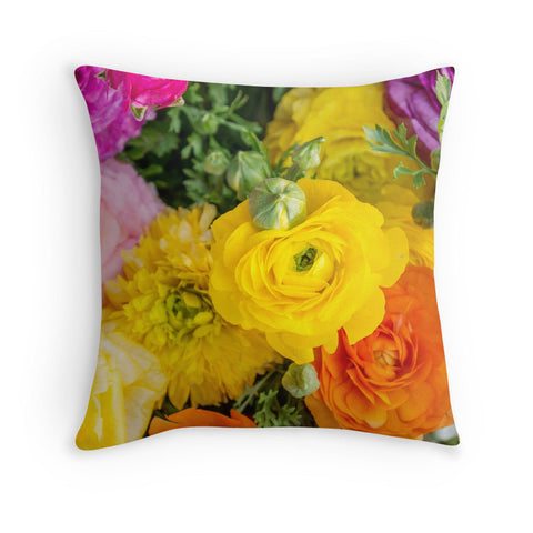 Bold and Bright Ranunculus Fine Art Photo Decorative Throw Pillow Cover - april bern art & photography