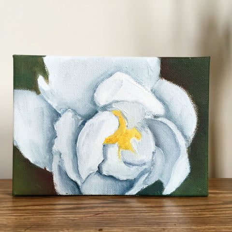 White Peony Original Oil Painting 5x7 - april bern art & photography