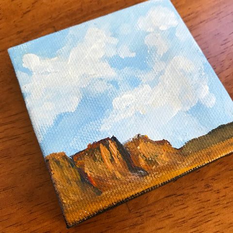 Southwest Landscape Original Acrylic Painting - 3x3 Tiny Art - april bern photography