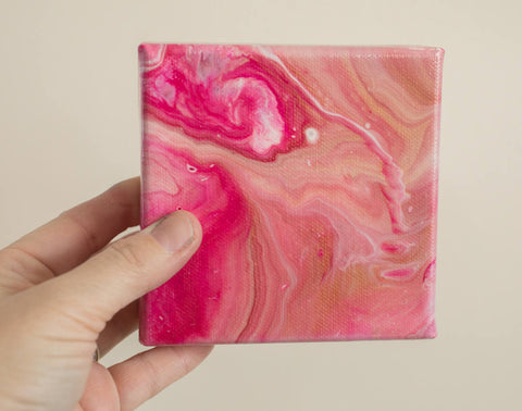 Mini Pink Abstract Painting - 4x4 Pink Abstract Art - april bern art & photography