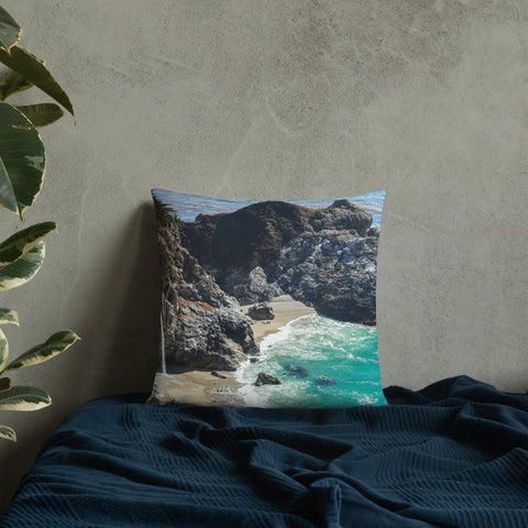 Big Sur Waterfall Decorative Throw Pillow - april bern photography