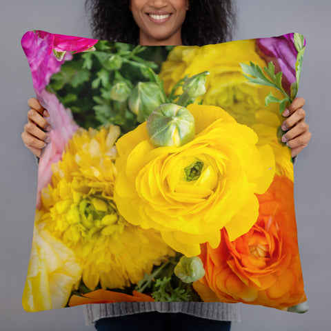 Bold and Bright Ranunculus Decorative Throw Pillow - april bern photography