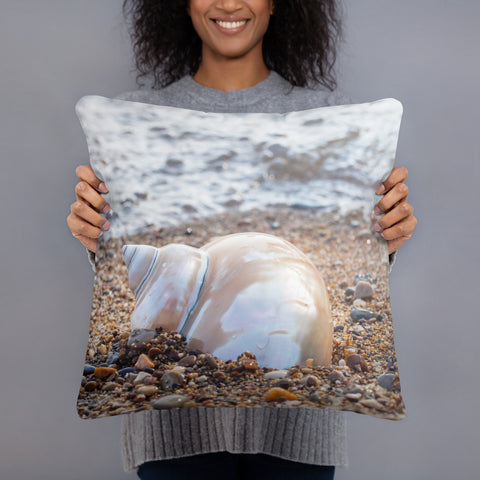 Seashell on the Beach Throw Pillow