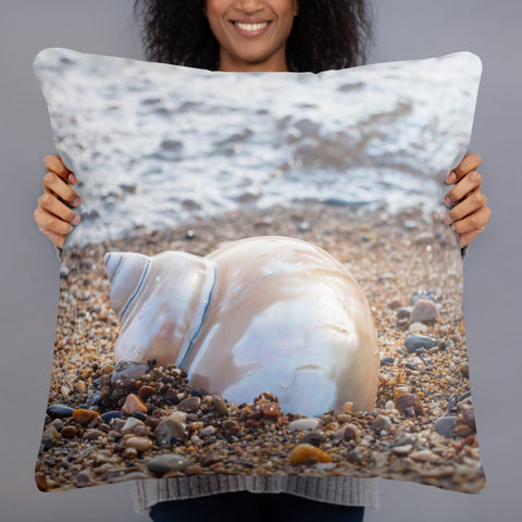 Seashell on the Beach Throw Pillow - april bern photography