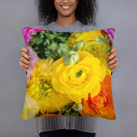 Bold and Bright Ranunculus Decorative Throw Pillow - april bern photography