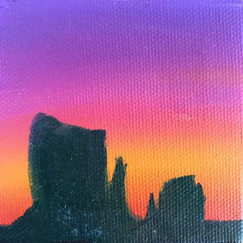 Monument Valley Arizona Landscape Original Oil Painting - 3x3 Tiny Art - april bern photography