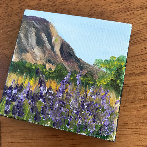 New Mexico Landscape Original Oil Painting - 3x3 Tiny Art - april bern photography