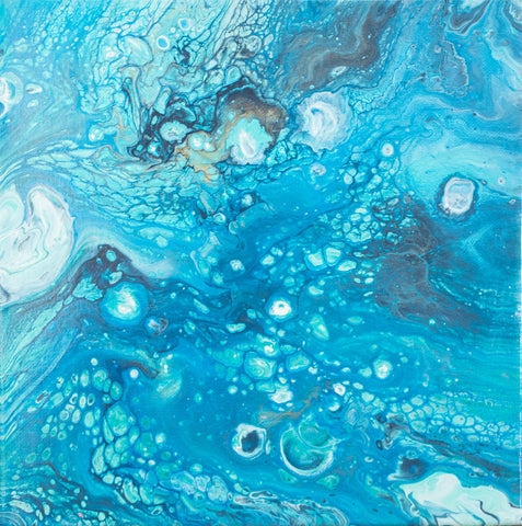 Blue Abstract Art - 10x10 Acrylic Painting - april bern art & photography