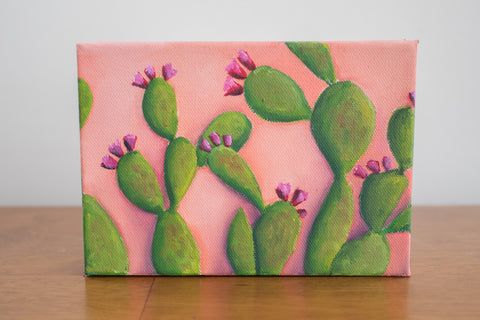 Prickly Pear Cactus Art - 7x5 Oil Painting - april bern art & photography