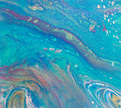 Interstellar Blue Abstract Art - 8x8 Acrylic Painting - april bern art & photography