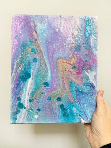 Original Abstract Pink And Purple Acrylic Pour - 8x10 Modern Art - april bern photography
