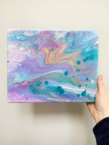 Original Abstract Pink And Purple Acrylic Pour - 8x10 Modern Art - april bern photography