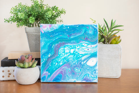 Colorful Milky Way Abstract Art - 6x6 Acrylic Painting - april bern photography