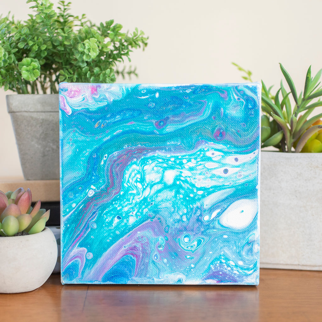 Colorful Milky Way Abstract Art - 6x6 Acrylic Painting - april bern photography