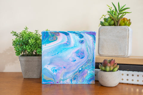 Colorful Galaxy Abstract Art - 6x6 Acrylic Painting - april bern photography