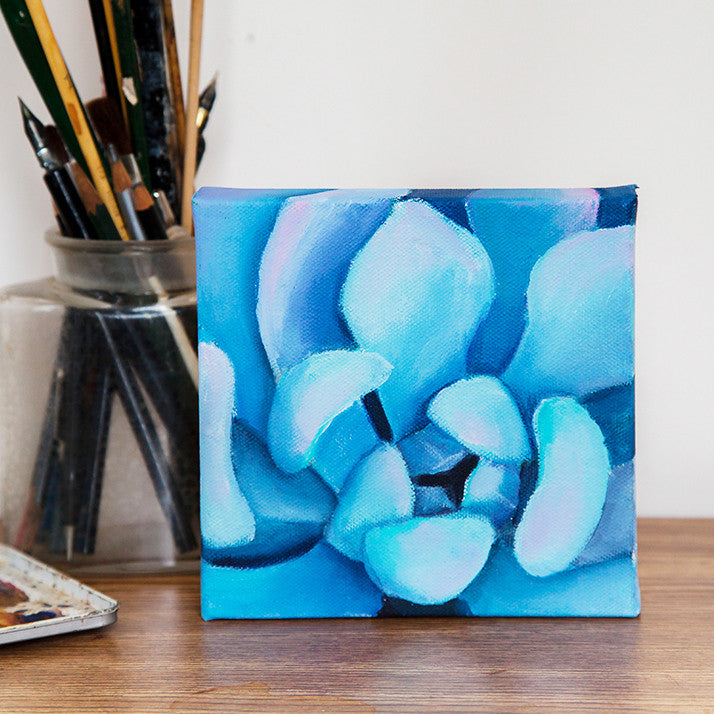 Small Succulent Painting - 6x6 Oil Painting - april bern art & photography