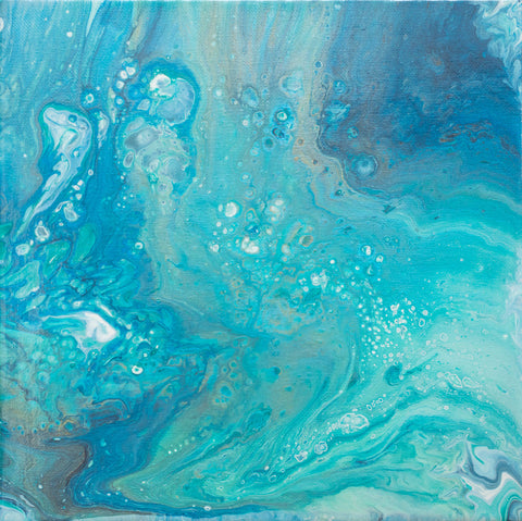 Tidepool Blue Abstract Art - 10x10 Acrylic Painting - april bern art & photography
